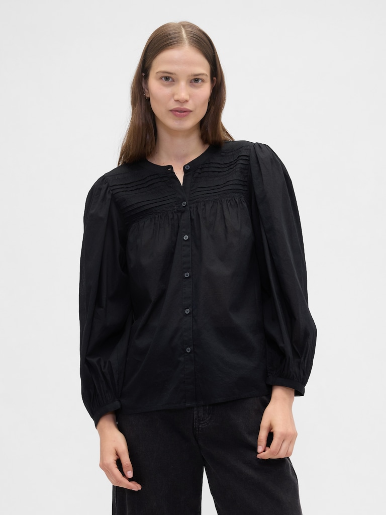 Relaxed Puff Sleeve Lace Top