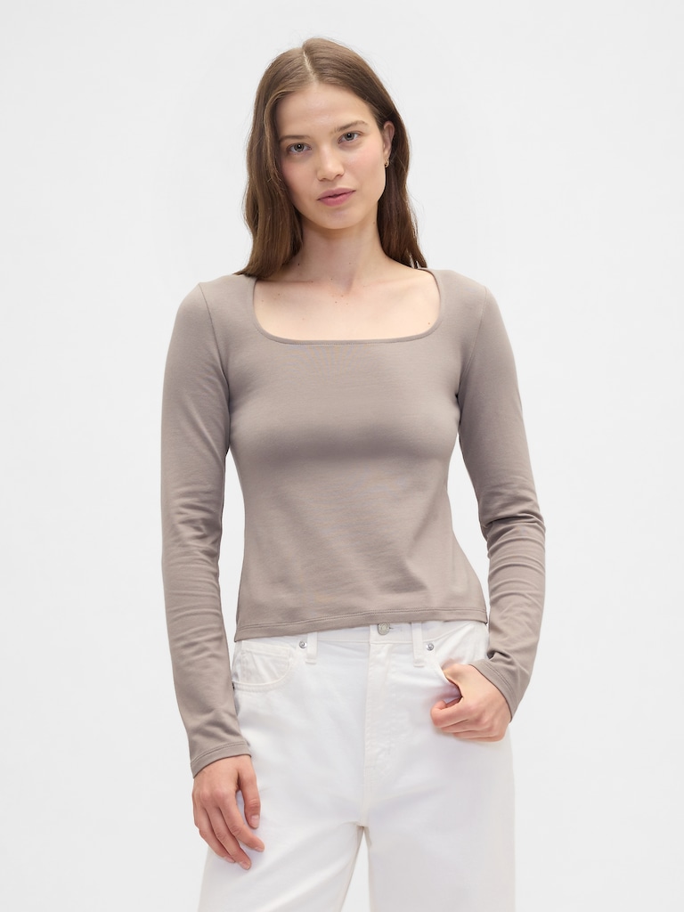 Stretch Jersey Scoopneck Top