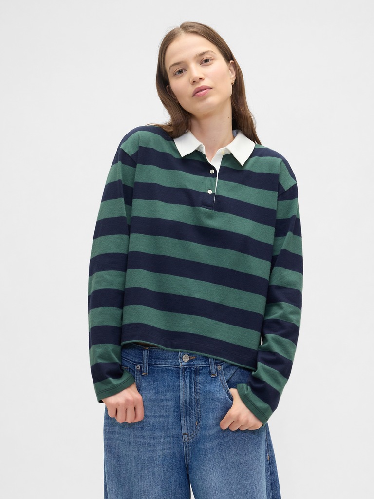 Oversized Stripe Rugby Polo Shirt