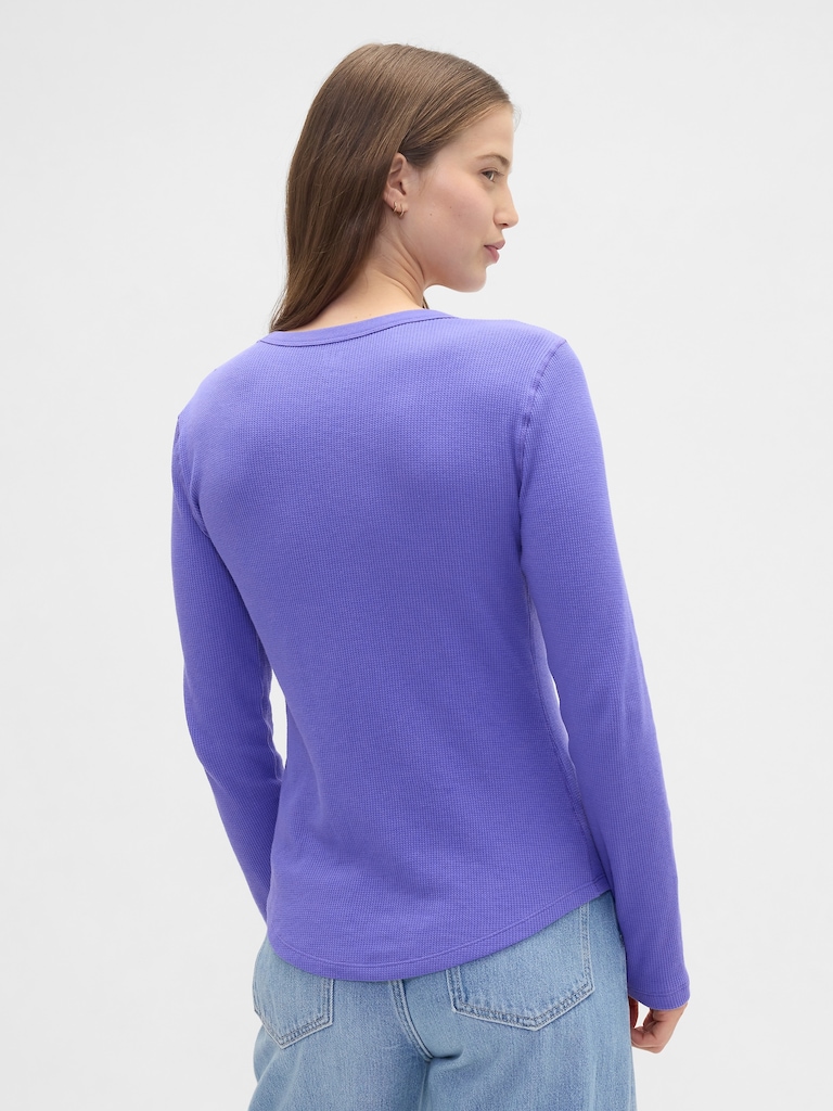 Waffle-Knit Crewneck T-Shirt