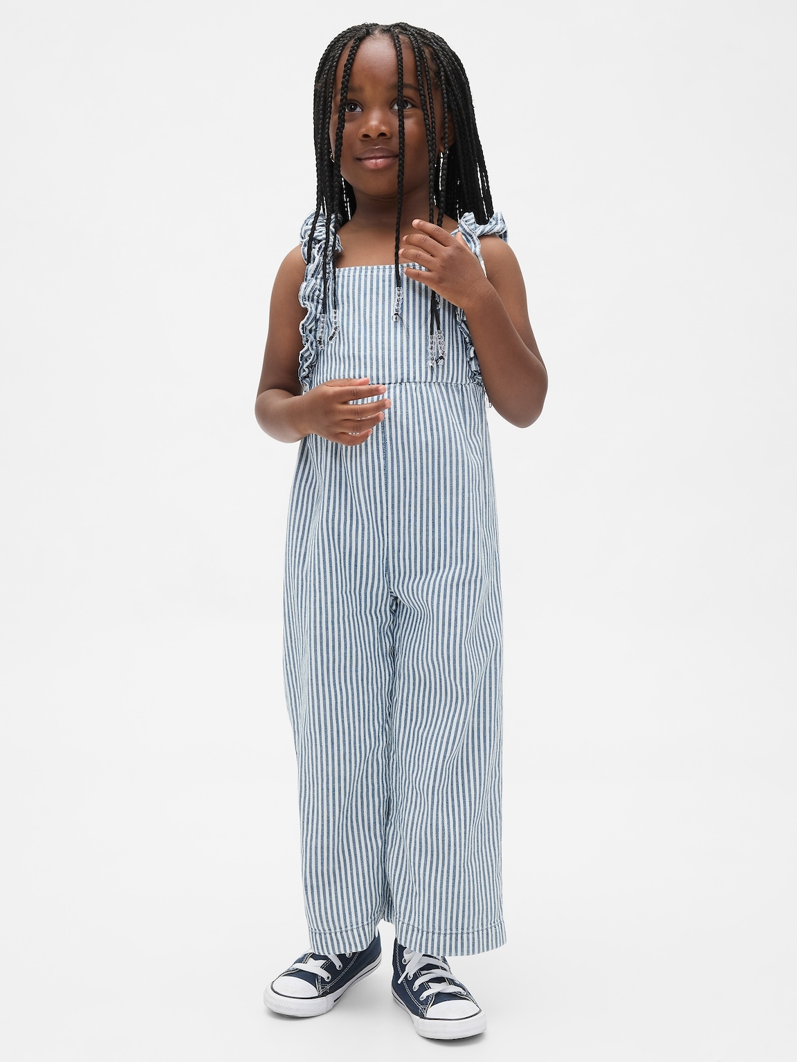 Baby & Toddler Denim Stripe Ruffle Jumpsuit