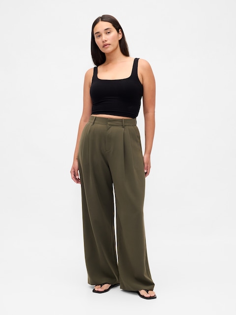 green emerald velvet dress FUNYYZO Women Wide Leg Dress Pants High Elastic Waisted 2026 Slacks  Business Work Trousers Long Straight Caramel at Amazon Women's Clothing  store main image 1