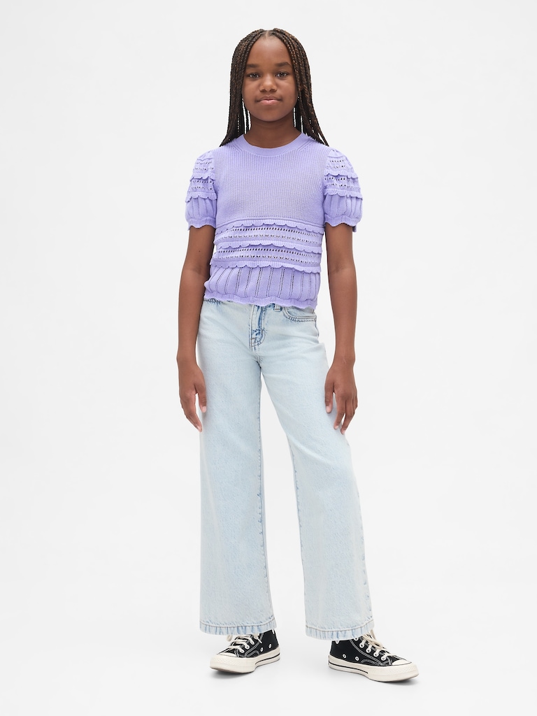 Kids Scalloped Mixed-Stitch Sweater