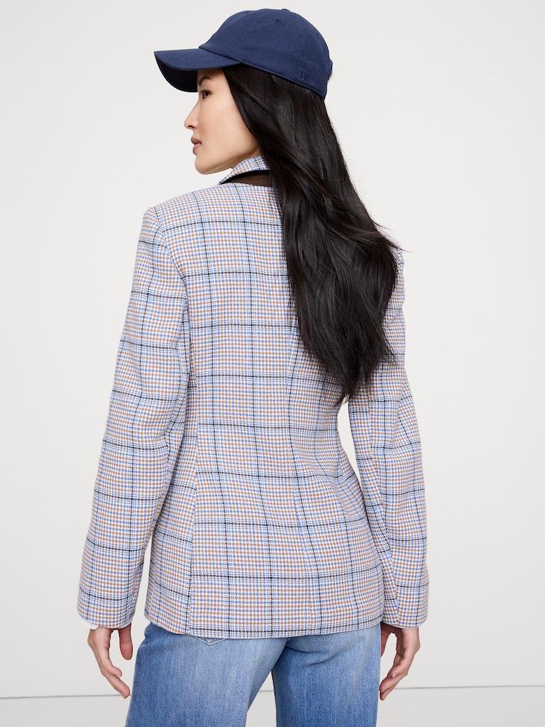 Italian Plaid Zip Blazer