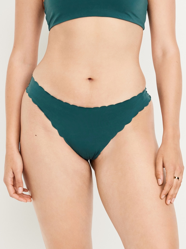 Low-Rise No-Show Scalloped Thong Underwear