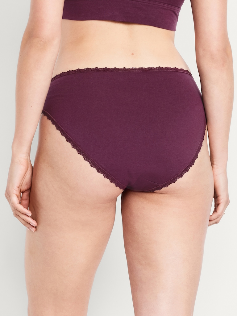 High-Waisted Lace-Trim Bikini Underwear