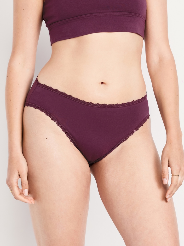 High-Waisted Lace-Trim Bikini Underwear