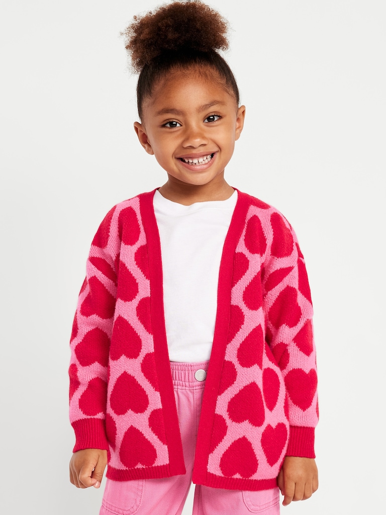 SoSoft Printed Open-Front Tunic Sweater for Toddler Girls