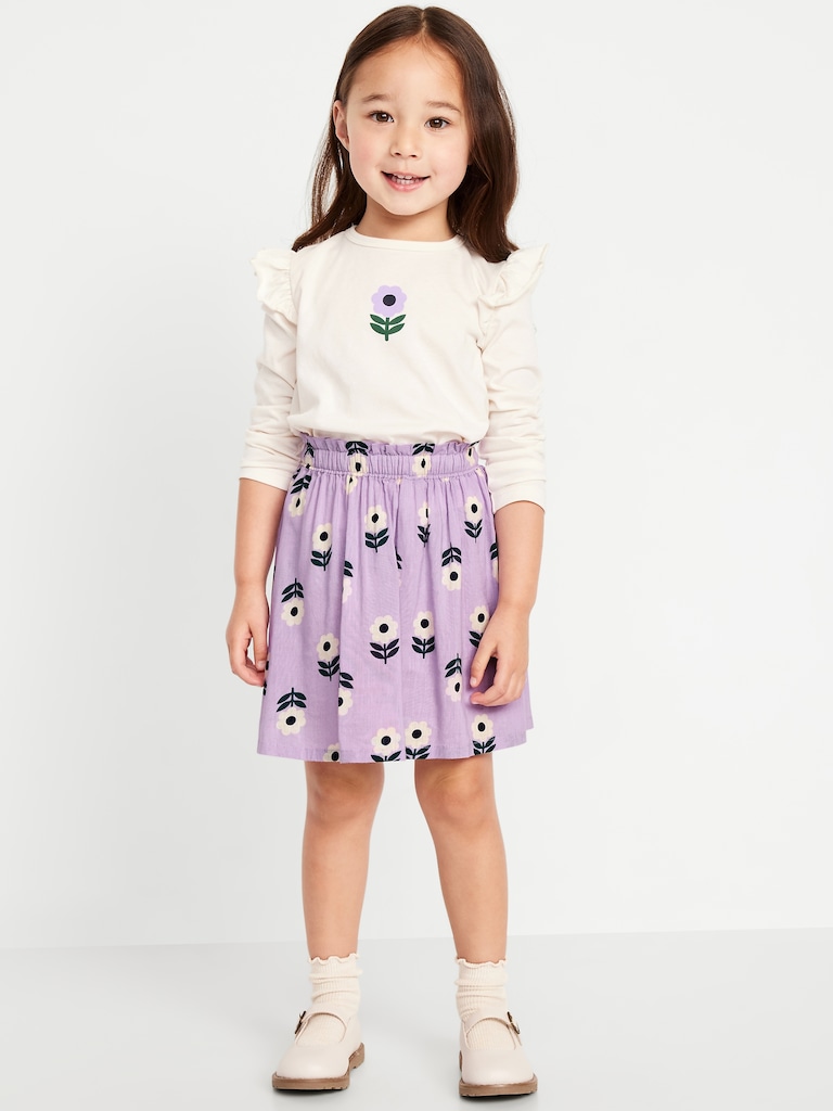 Long-Sleeve Ruffle T-Shirt and Skirt Set for Toddler Girls