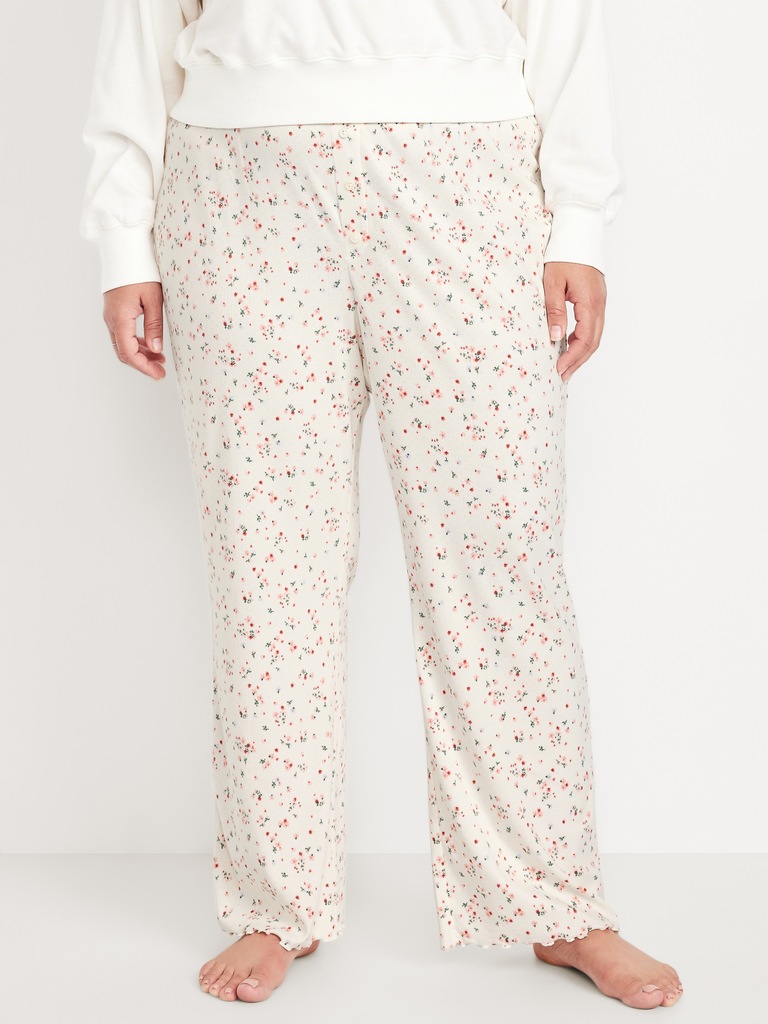 High-Waisted Cozy Rib Pajama Pants