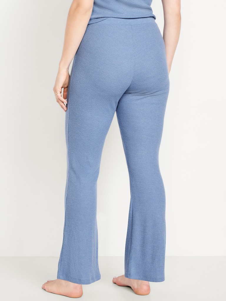 High-Waisted Cozy Waffle Flare Pants