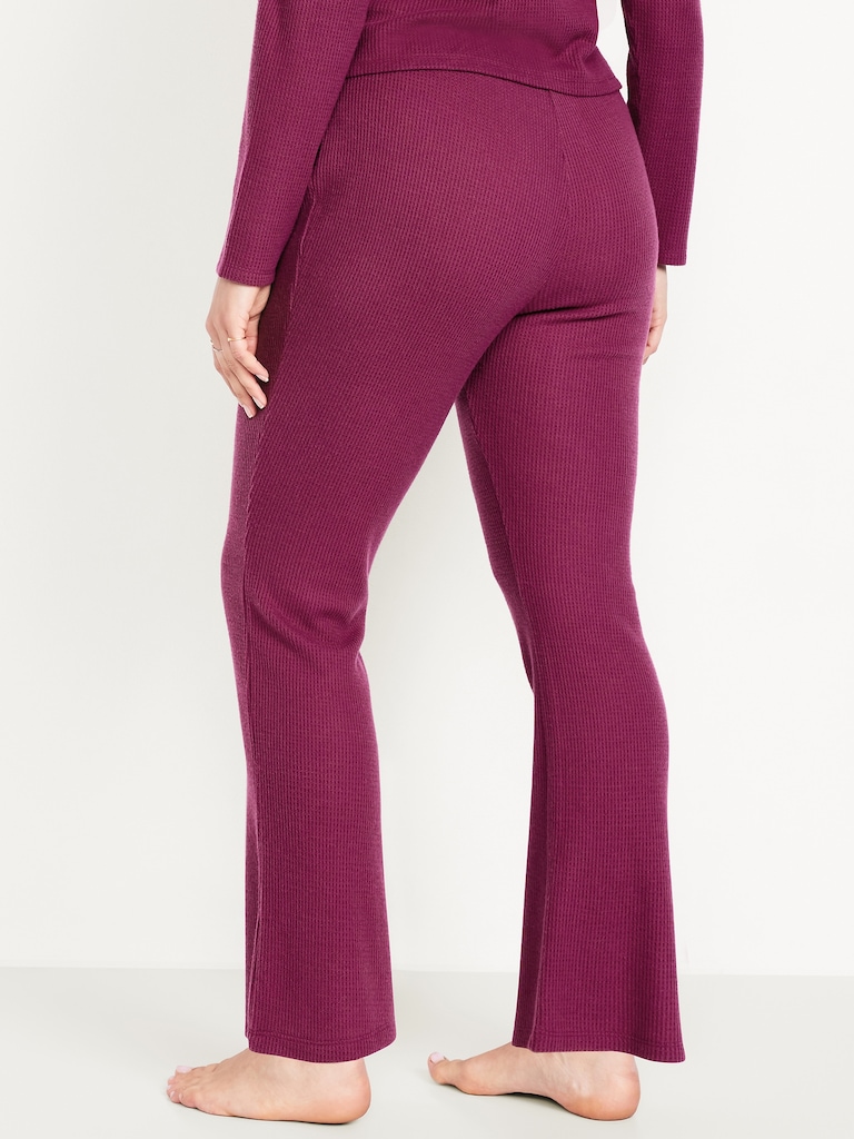 High-Waisted Cozy Waffle Flare Pants