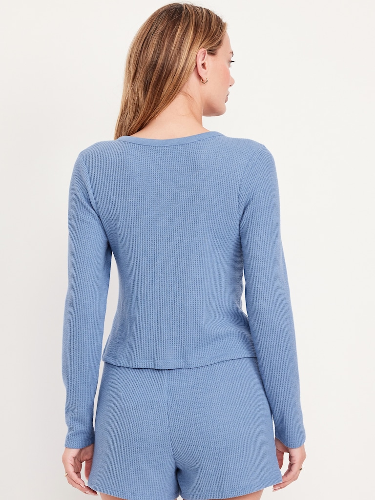 Haut de nuit boutonné en tricot gaufré