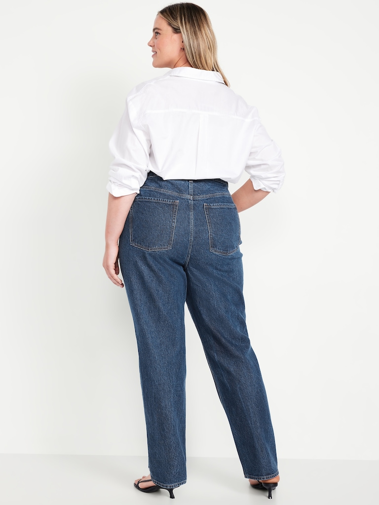 Extra High-Waisted Studded Straight Jeans