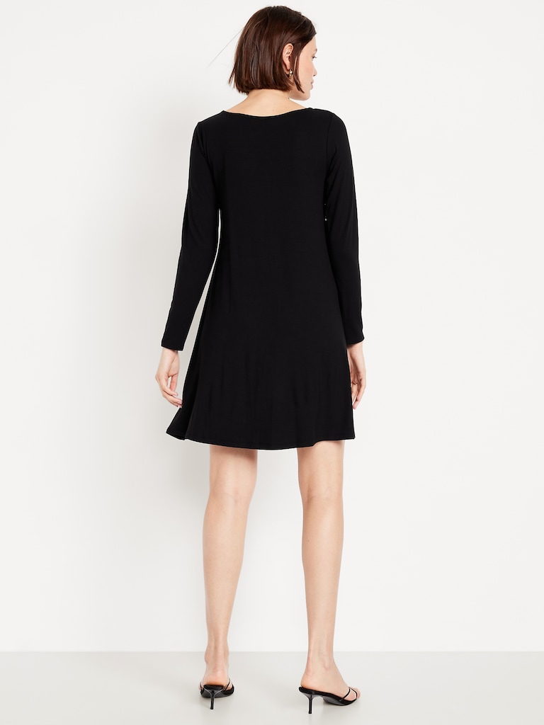 Long-Sleeve Mini Swing Dress