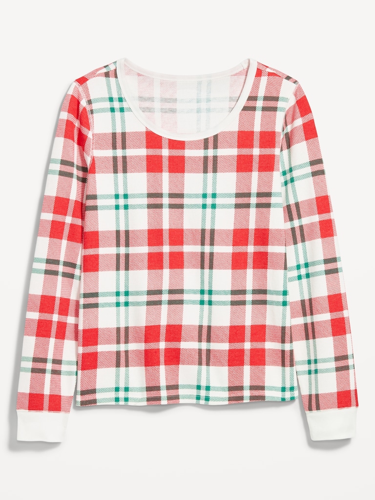 Scoop-Neck Waffle Pajama Top for Women