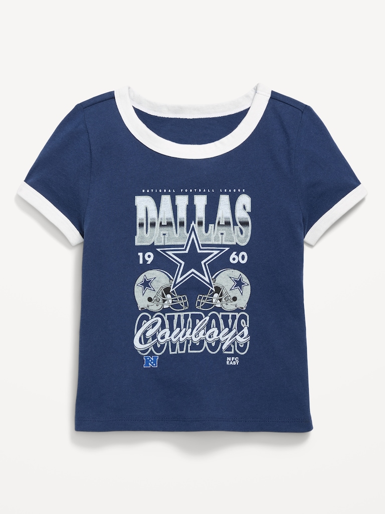 Dallas Cowboys Fitted Graphic Ringer T-Shirt for Girls