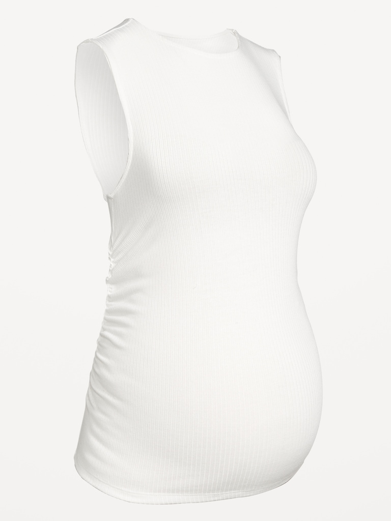 Maternity Sleeveless High-Neck Rib Top