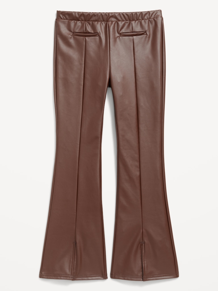 Faux-Leather Trouser Flare Pants for Girls