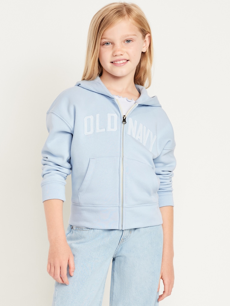 Logo-Graphic Zip Hoodie for Girls