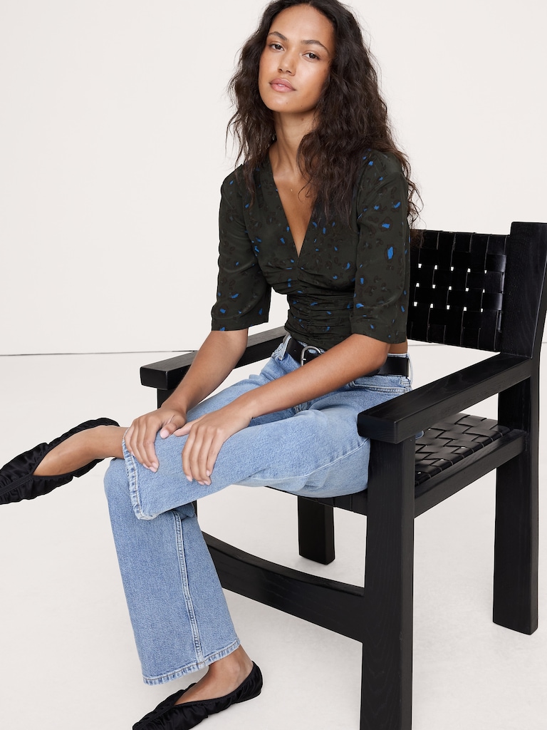 Matte Silk Ruched Top