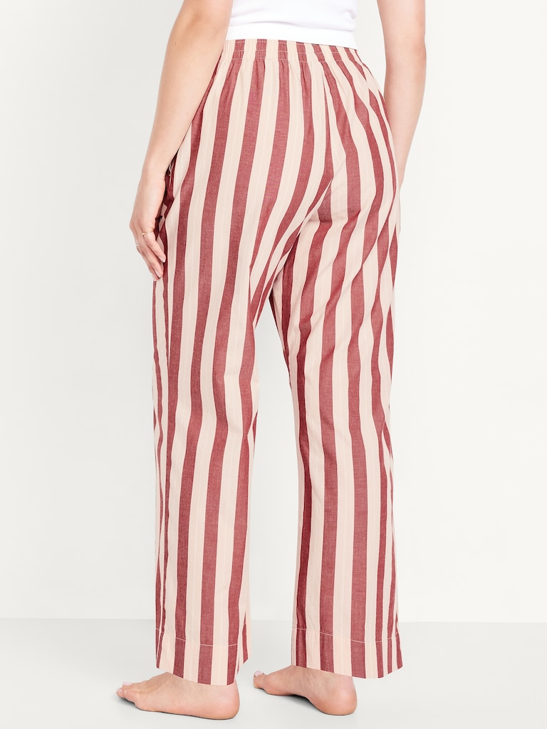 Pantalon de pyjama à taille haute en popeline