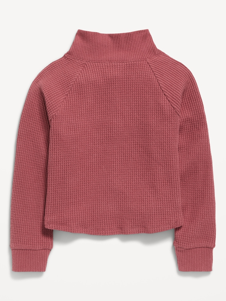 CozePlush Waffle-Knit Henley Top for Girls