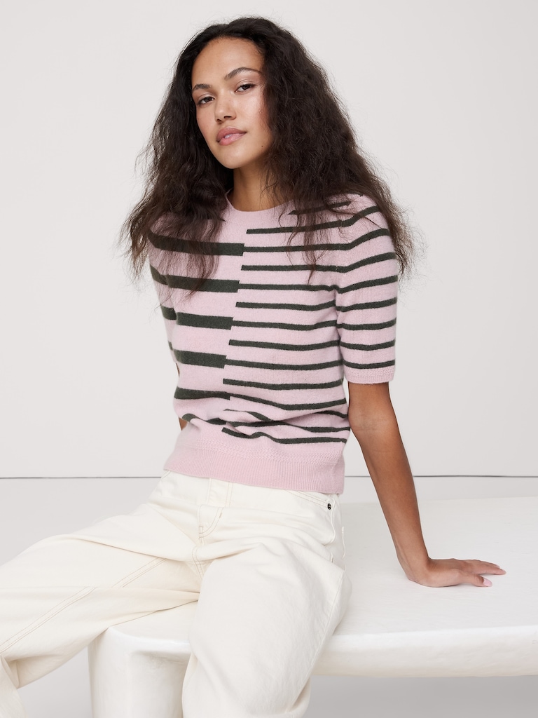 Lightweight Cashmere Short-Sleeve Sweater