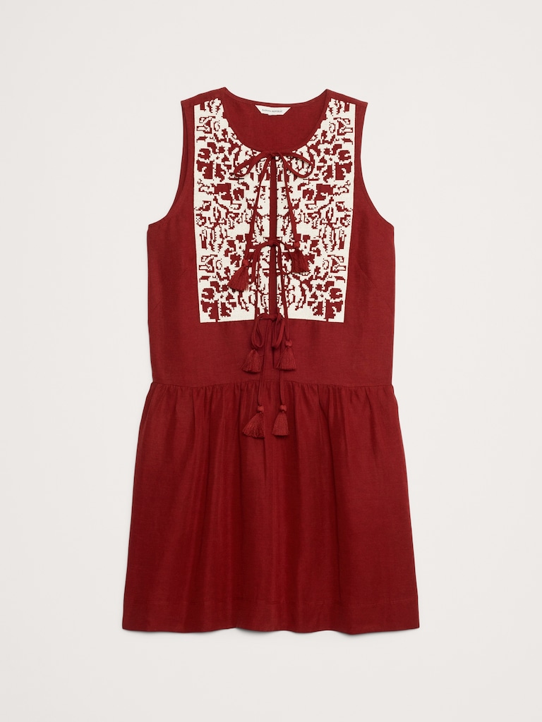 Embroidered Tencel™-Linen Mini Dress