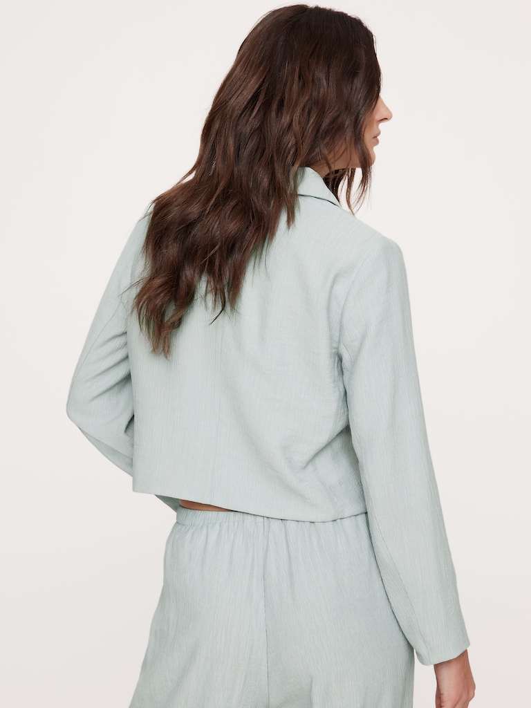 Crinkle Tie-Front Cropped Blazer