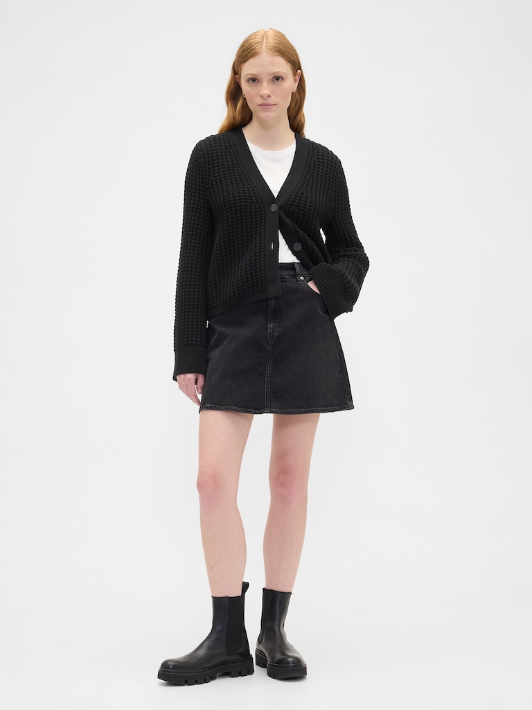 Relaxed Waffle-Knit Cardigan