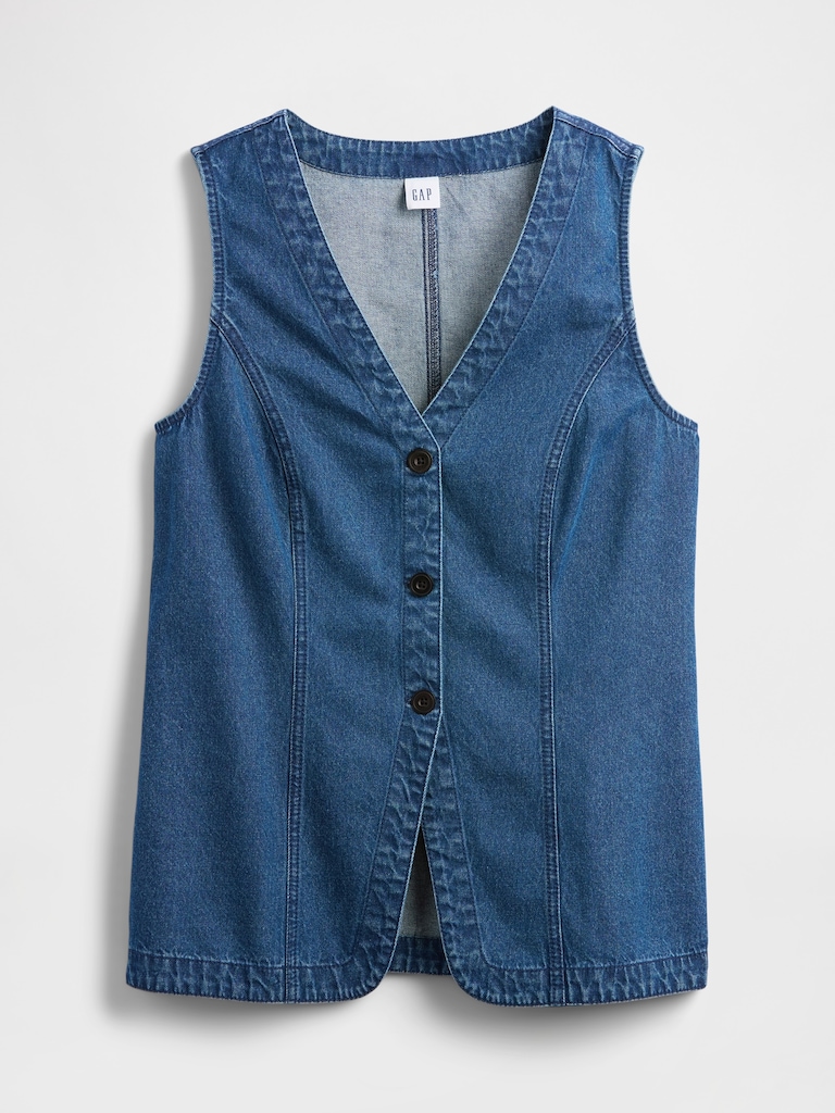Longline Denim Vest