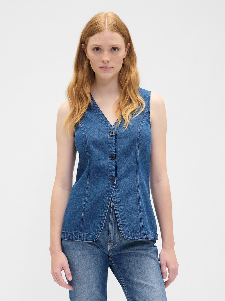 Longline Denim Vest