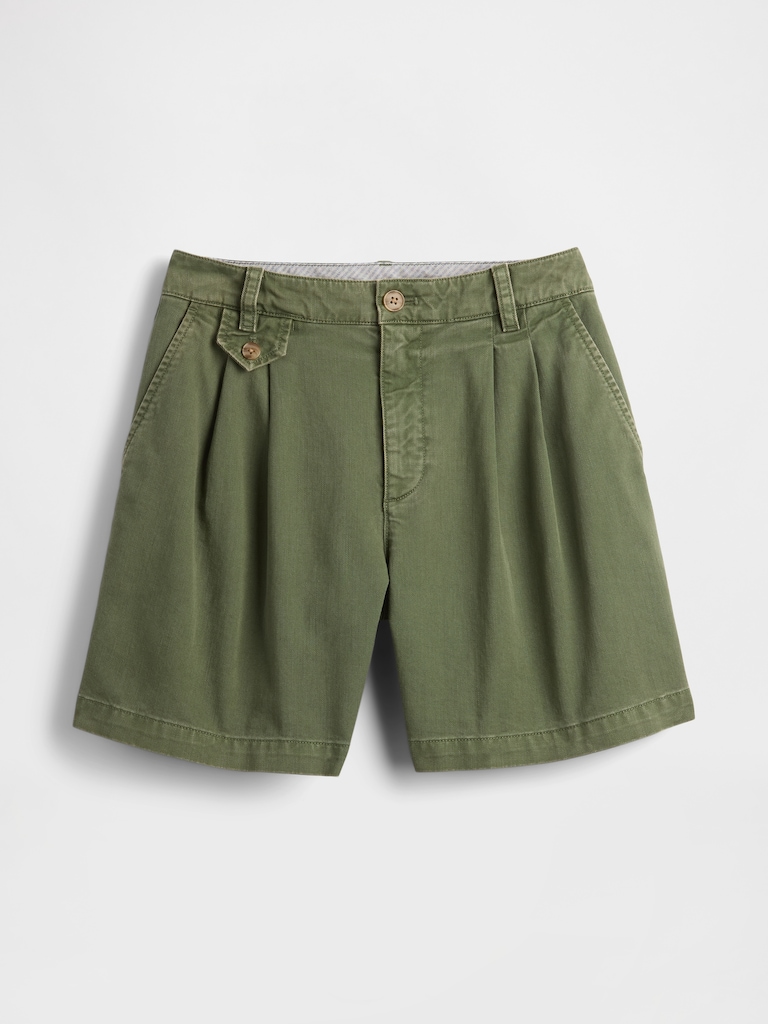6" Mid Rise Twill Pleated Trouser Shorts