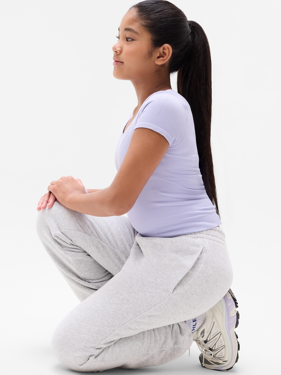 Athleta Girl Rise Above Rib Crop Tee