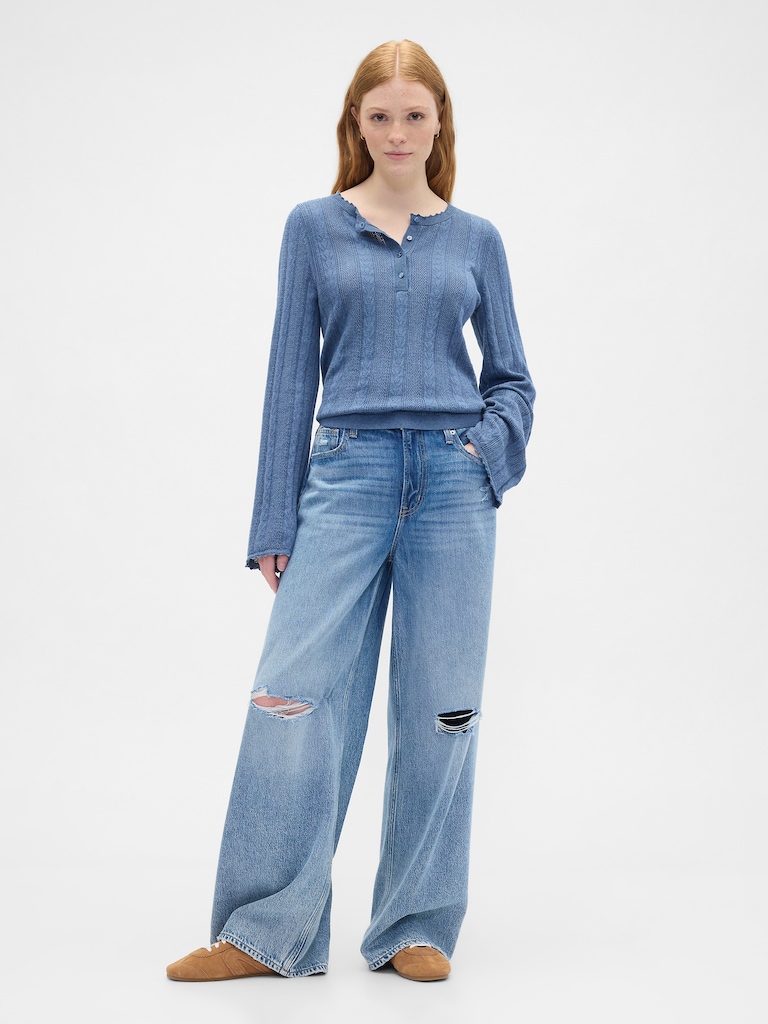 Pointelle Henley Top