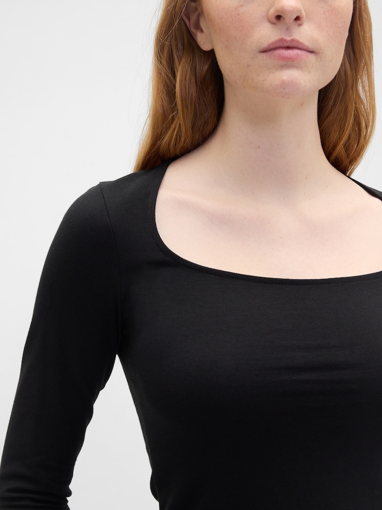Stretch Jersey Scoopneck Top
