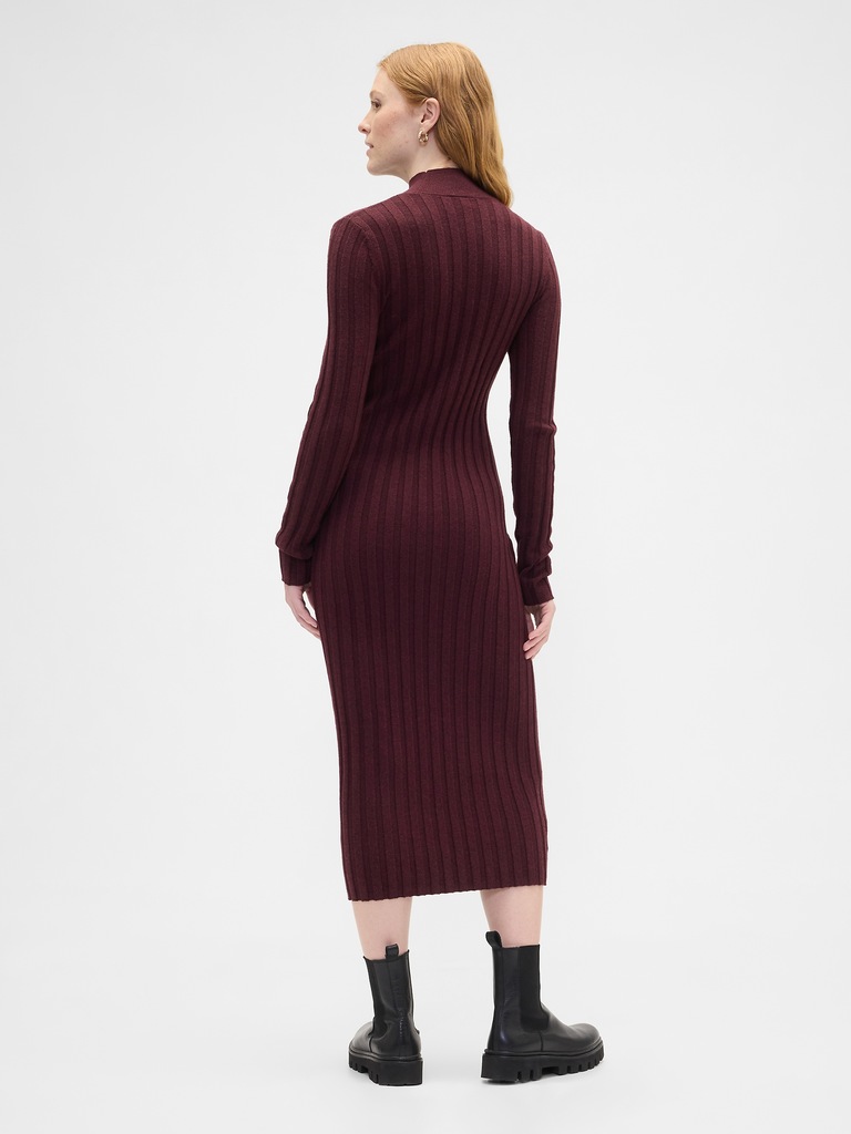 CashSoft Ribbed Mockneck Midi Dress