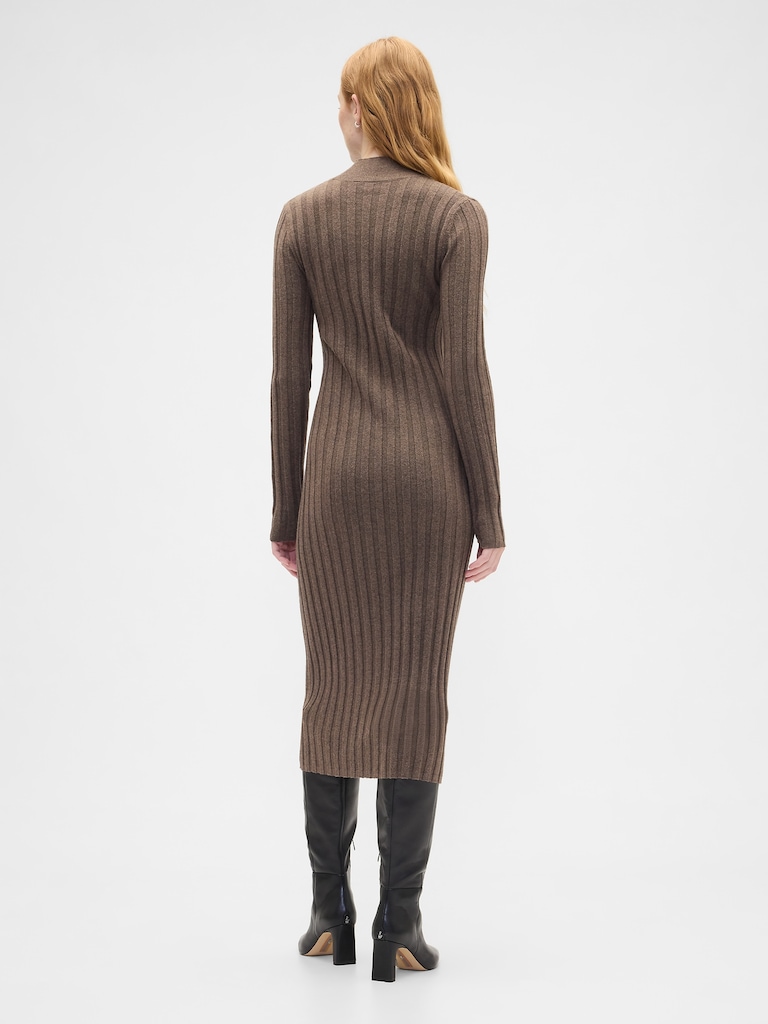 CashSoft Ribbed Mockneck Midi Dress