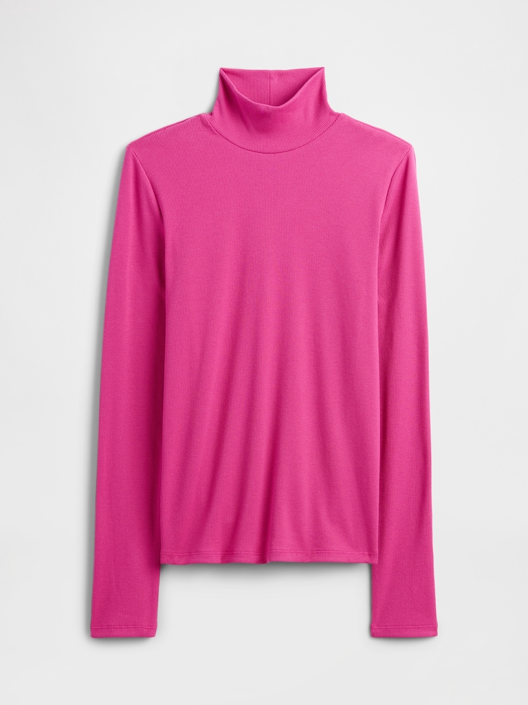 Ribbed Turtleneck T-Shirt