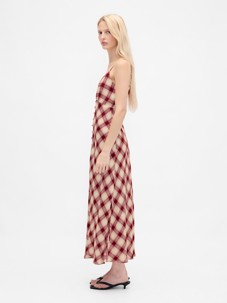 Button-Front Cami Maxi Dress