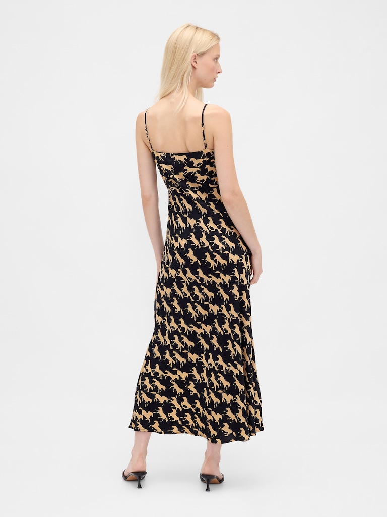 Button-Front Cami Maxi Dress