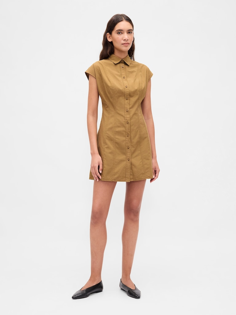 Poplin Seamed Shirtdress