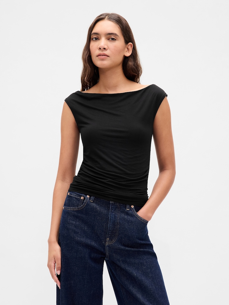 Off-Shoulder Ruched Crop Top