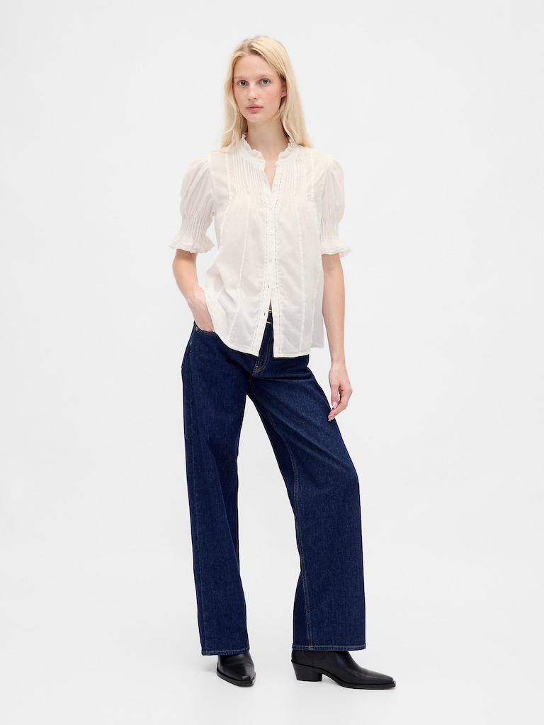 Ruffle Pintuck Shirt