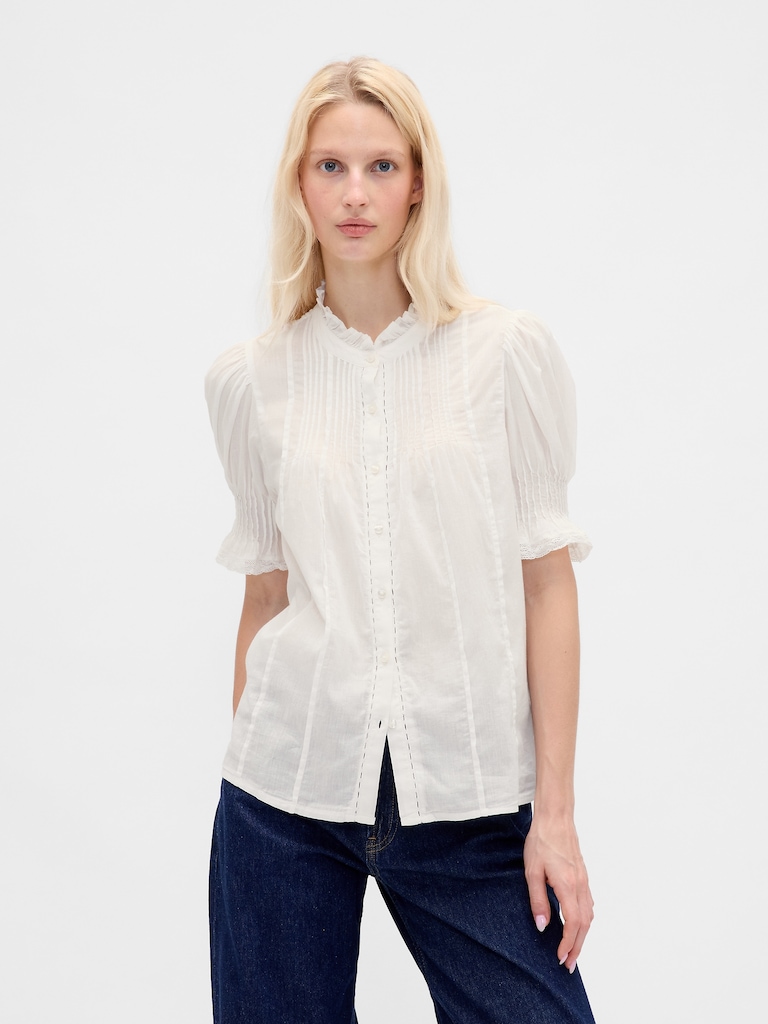 Ruffle Pintuck Shirt