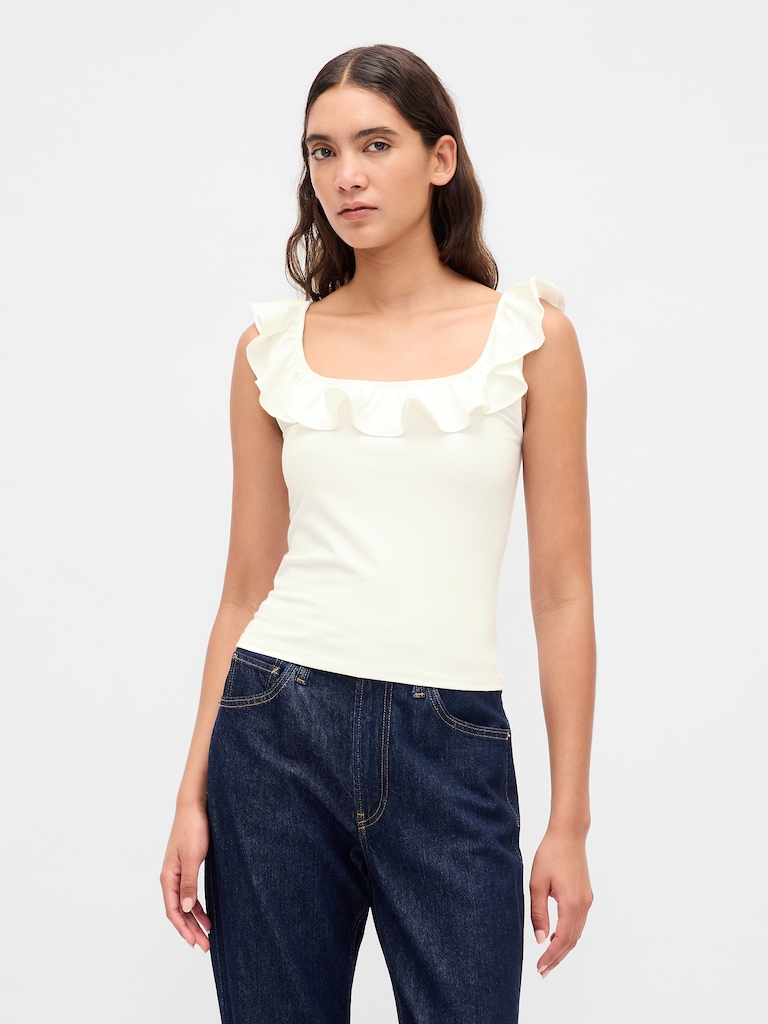 Modern Ruffle Crop Tank Top