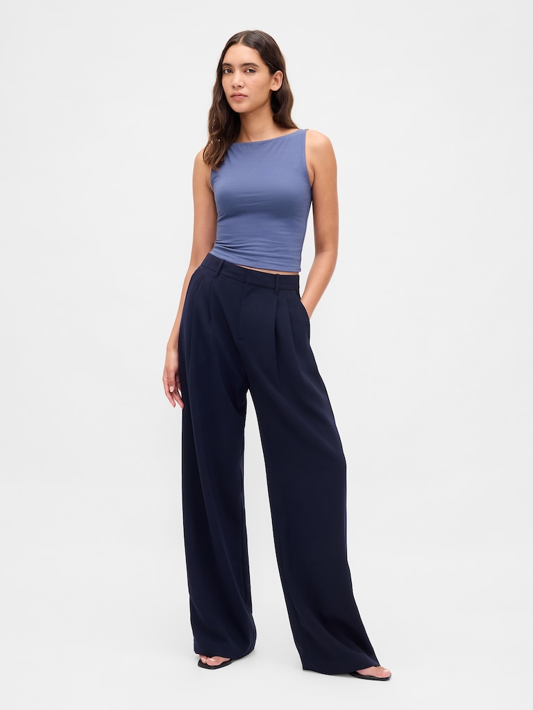 CloseKnit Jersey Boatneck Crop Tank Top