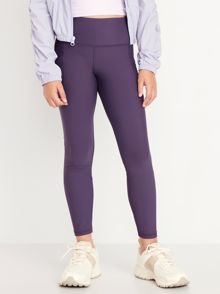 High-Waisted PowerSoft 7/8-Length Side-Pocket Leggings for Girls