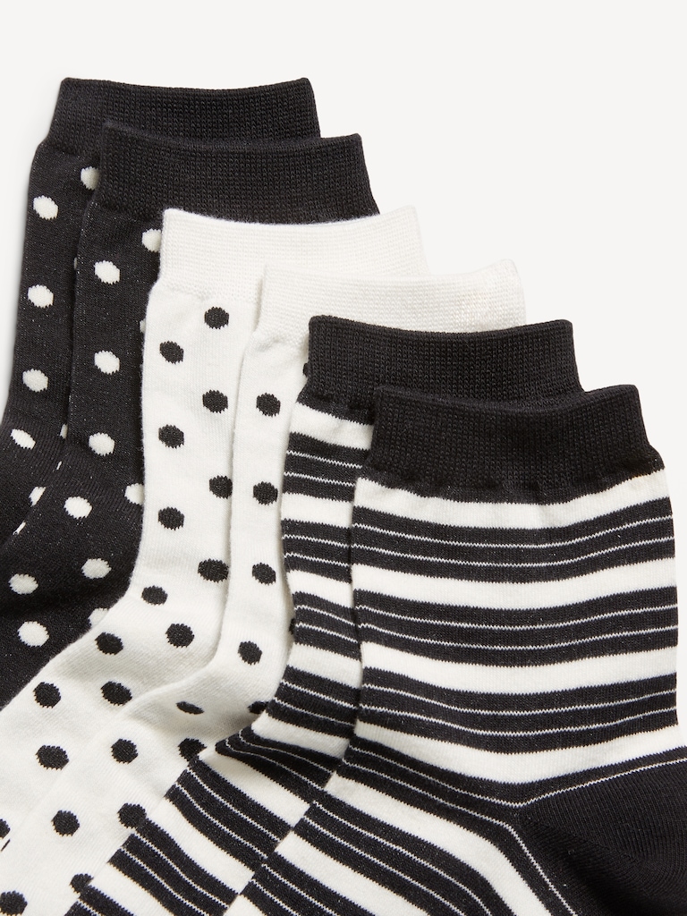 Novelty Quarter Crew Socks 3-Pack for Women